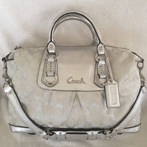Coach Ashley Signature Silver Satchel Purse